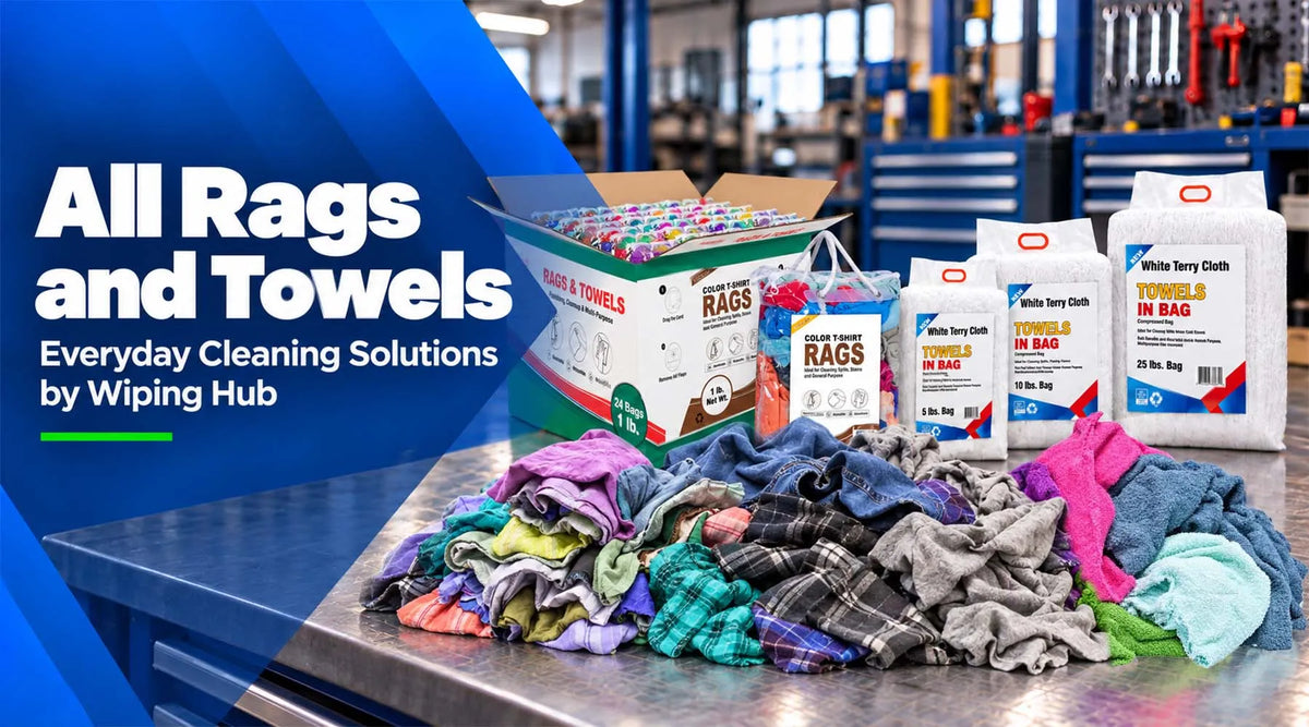 Bulk cleaning rags and towels for everyday commercial and industrial cleaning