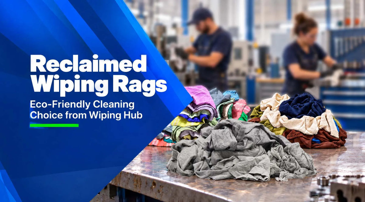 Reclaimed cotton wiping rags for eco-friendly commercial and industrial cleaning