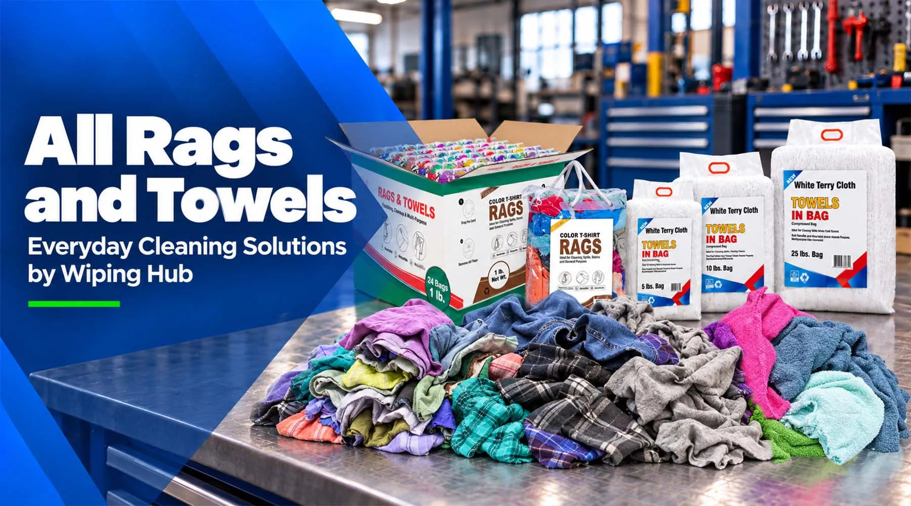 Bulk cleaning rags and towels for everyday commercial and industrial cleaning