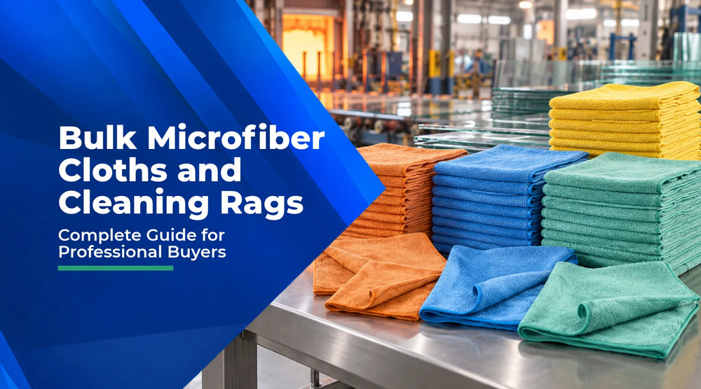 Bulk microfiber cleaning cloths and towels for automotive detailing, industrial maintenance and commercial cleaning