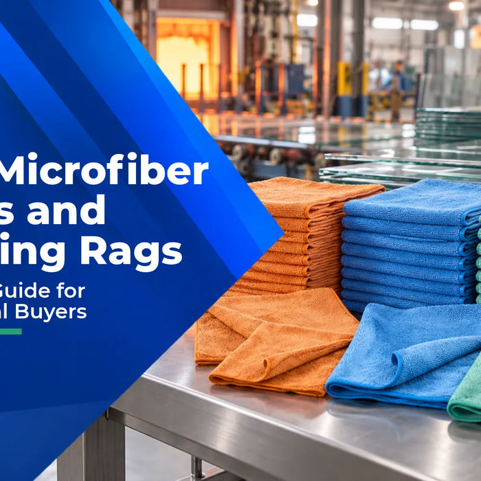 Bulk microfiber cleaning cloths and towels for automotive detailing, industrial maintenance and commercial cleaning