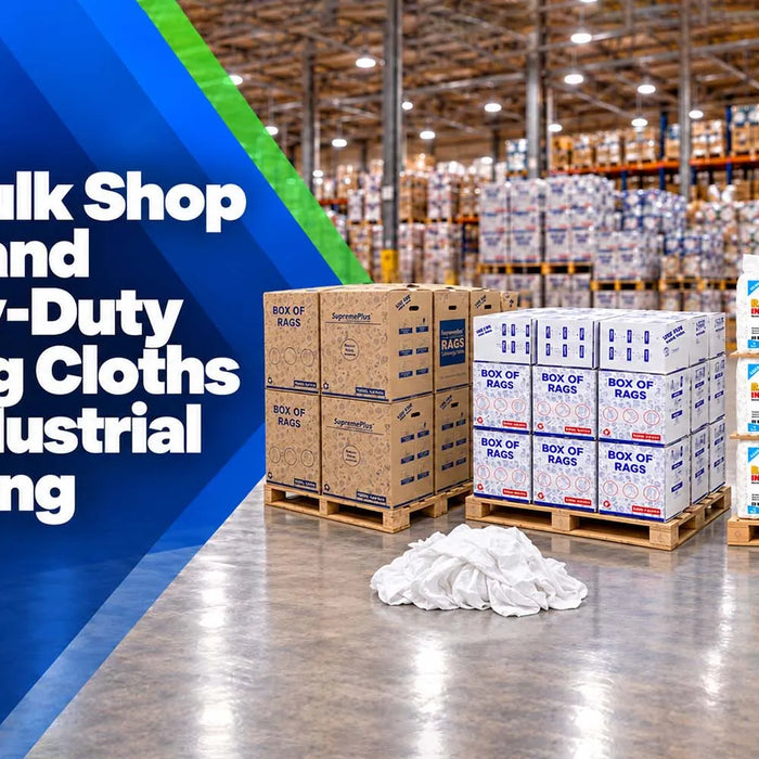 Bulk shop rags and heavy-duty wiping cloths for industrial cleaning
