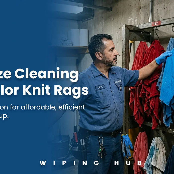Color knit rags for industrial cleaning