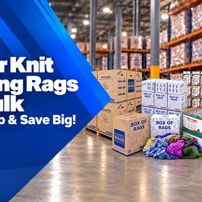 Color knit wiping rags in bulk for industrial and automotive shop cleaning