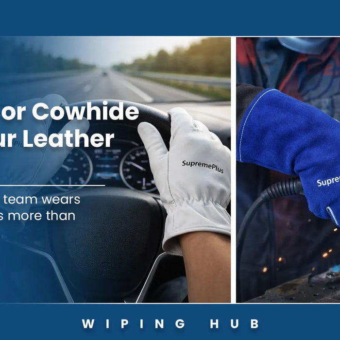 Goatskin vs cowhide leather work gloves comparison for industrial safety, welding, fabrication, and construction workers