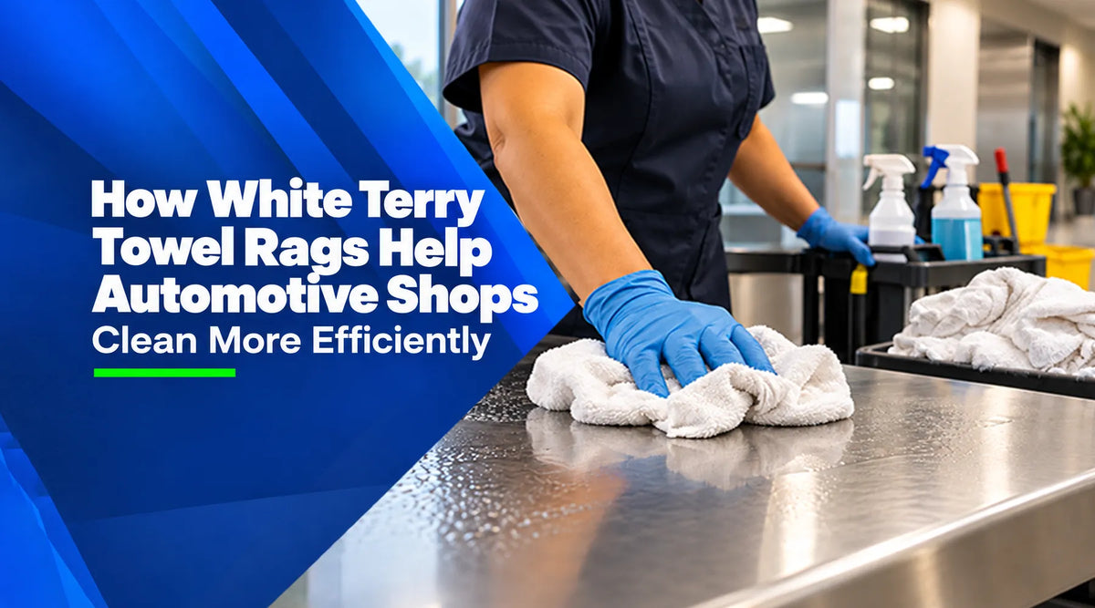 White Terry Towel Rags for Automotive Shops