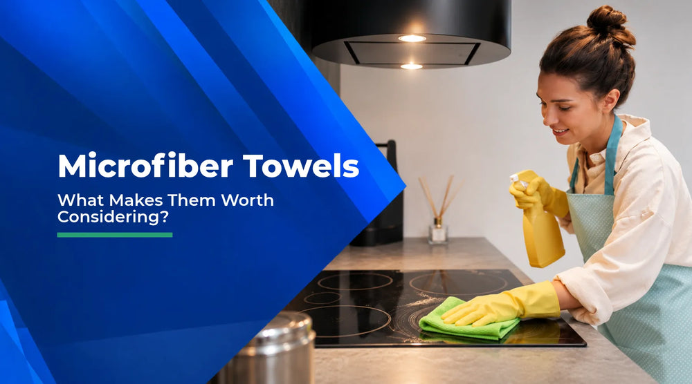Microfiber towels for car detailing, commercial cleaning and professional drying