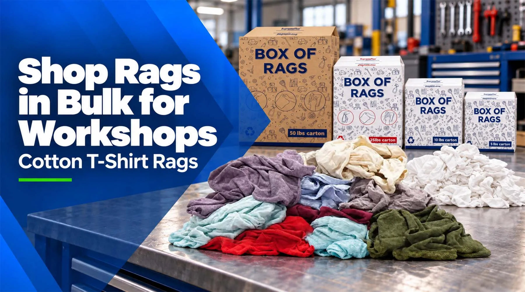Shop Rags in Bulk for Workshops - Cotton T-Shirt Rags