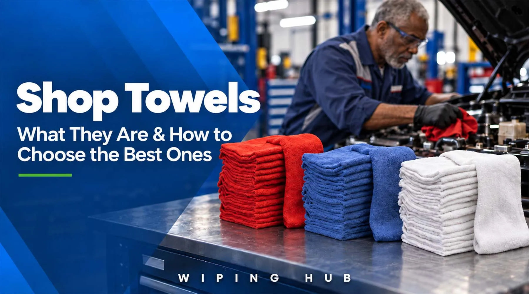 Shop towels and cleaning rags for automotive industrial and commercial use