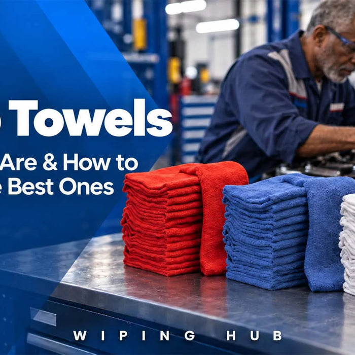 Shop towels and cleaning rags for automotive industrial and commercial use