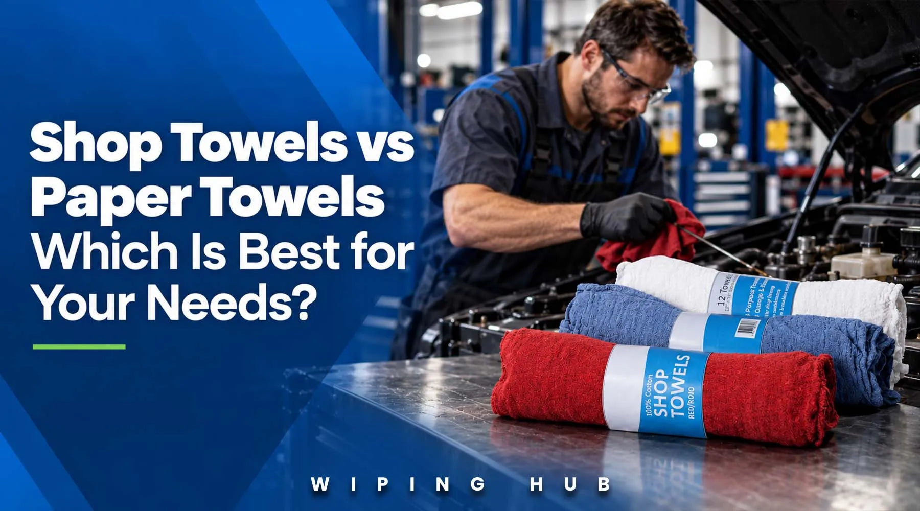 Reusable shop towels and paper towels compared for cleaning