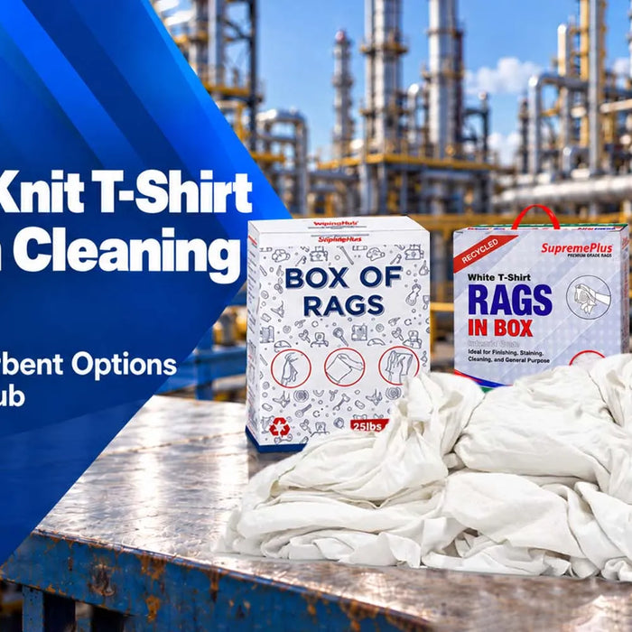 White Knit T-Shirt Cotton Cleaning Rags Bulk Wiping Hub