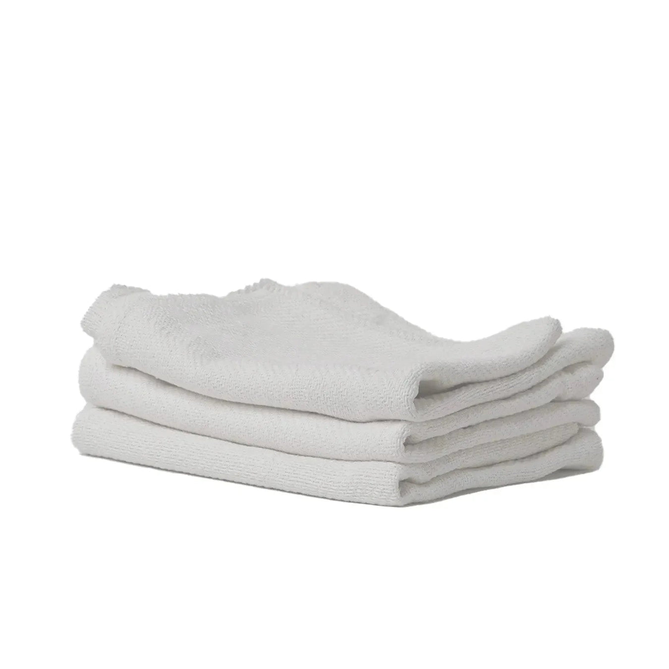 Stack of folded white heavyweight cotton rags
