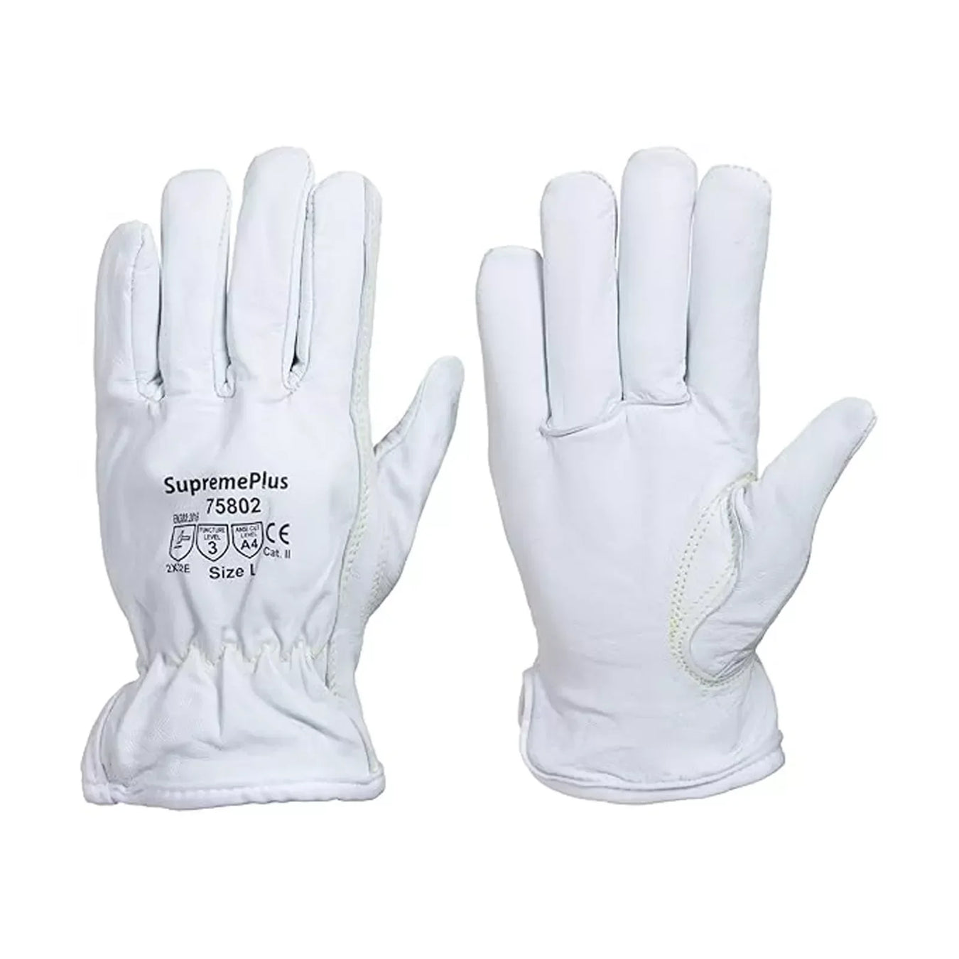 White leather driver work gloves