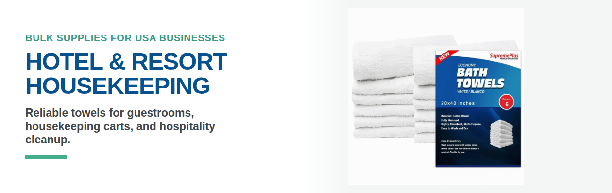 Hotel and resort housekeeping banner with bath towels