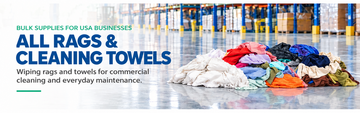 ALL RAGS & CLEANING TOWELS — Wiping supplies for commercial cleaning and maintenance.