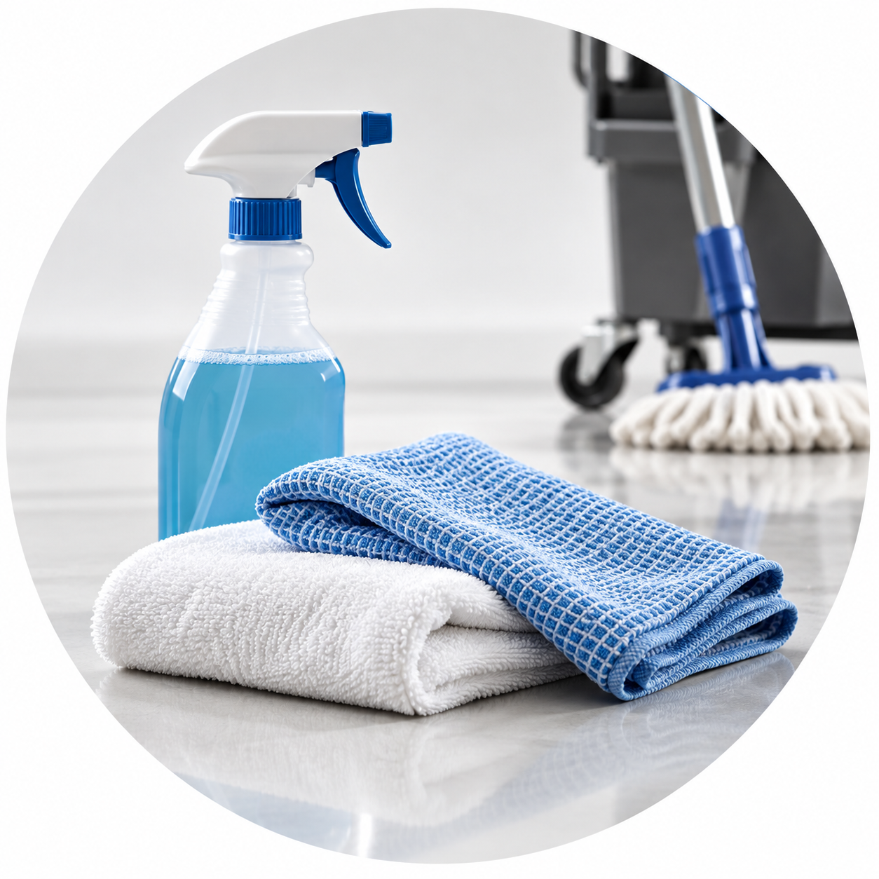 Janitorial cleaning towels and supplies