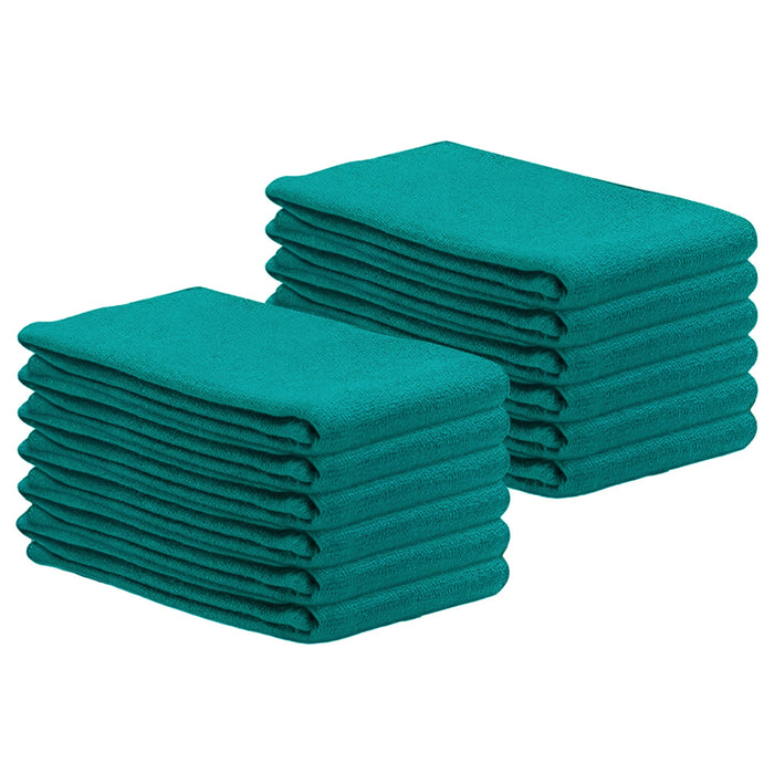 12 pieces green huck towels 15x27 lint free cleaning cloth pack