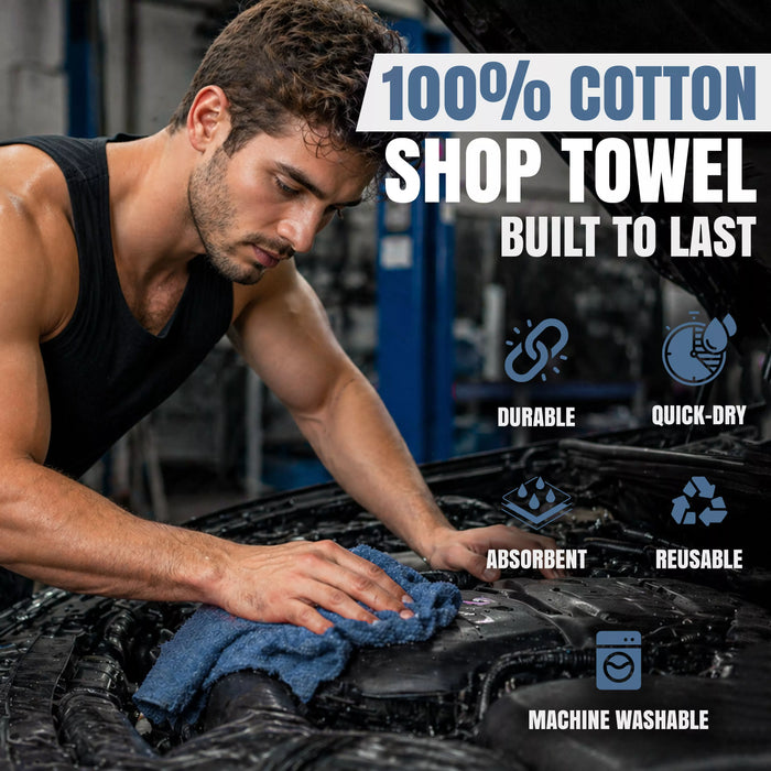 Blue Shop Towels - 13 x 14 Buy Bulk in Wholesale