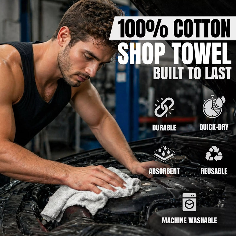 White Shop Towels - 13 x 14 Buy Bulk in Wholesale