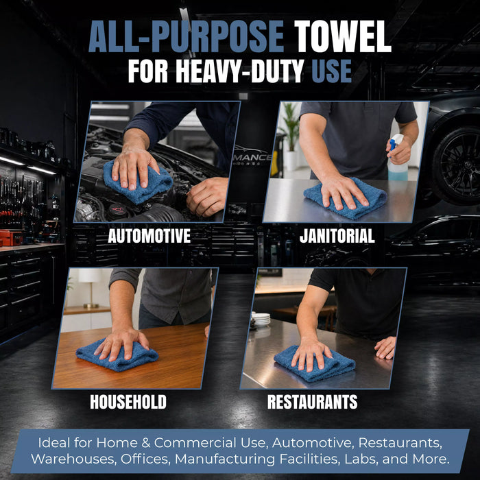 Blue Shop Towels - 13 x 14 Buy Bulk in Wholesale