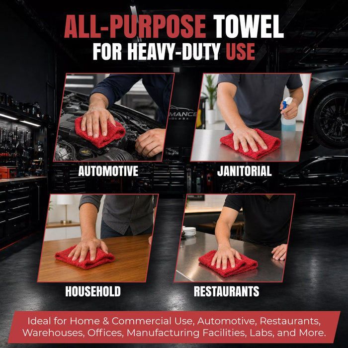 Red Shop Towels - 13 x 14 Buy Bulk in Wholesale