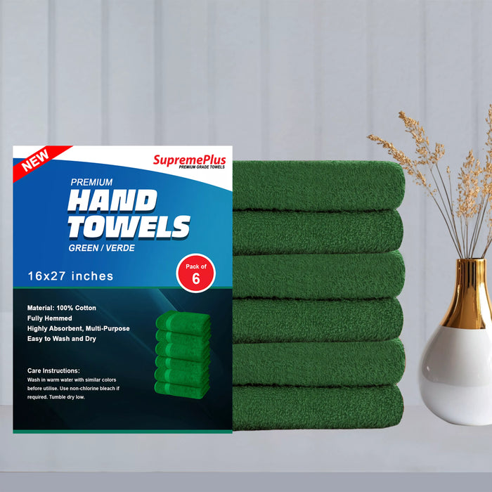 Premium Green Hand Towels - 16" x 27"