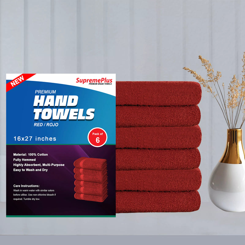 Premium Red Hand Towels - 16" x 27"