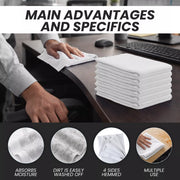 Lint free white huck towels for mirror window and surface cleaning