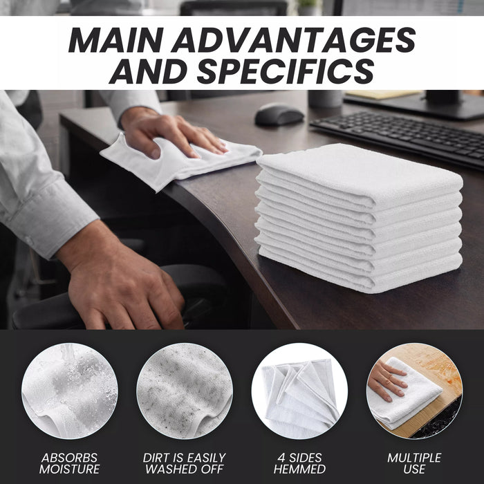 Lint free white huck towels for mirror window and surface cleaning