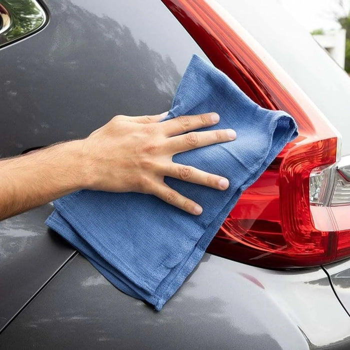 Premium blue huck cleaning towels 15x27 lint free absorbent cloth