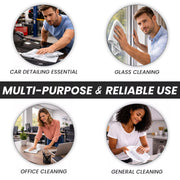 Absorbent white huck cleaning towels for streak-free glass cleaning