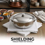Reusable white huck cloths for kitchen cleaning and housekeeping