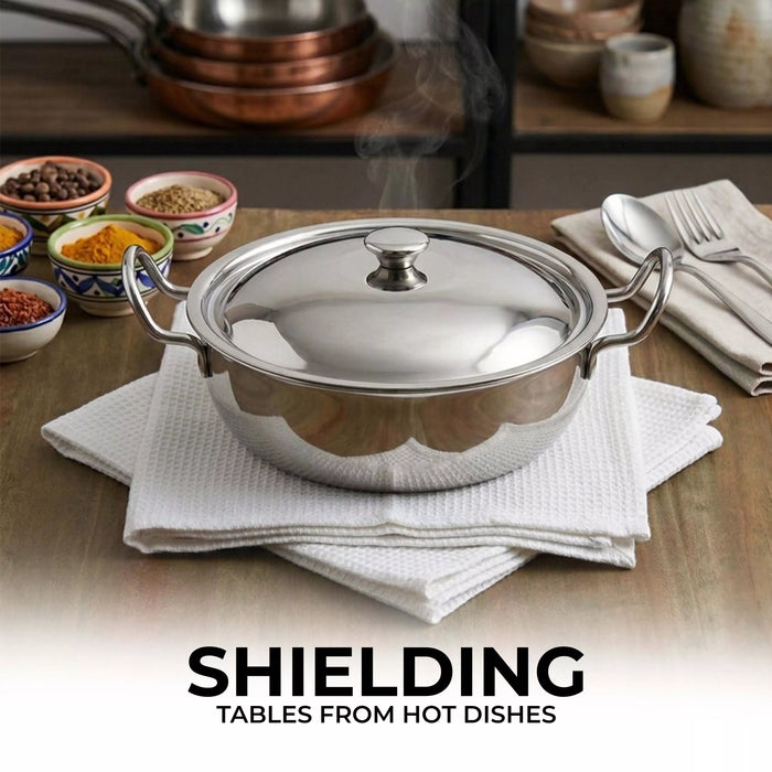 Reusable white huck cloths for kitchen cleaning and housekeeping