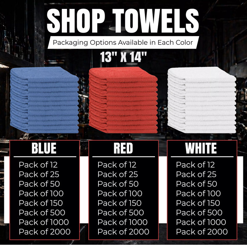 White Shop Towels - 13 x 14 Buy Bulk in Wholesale