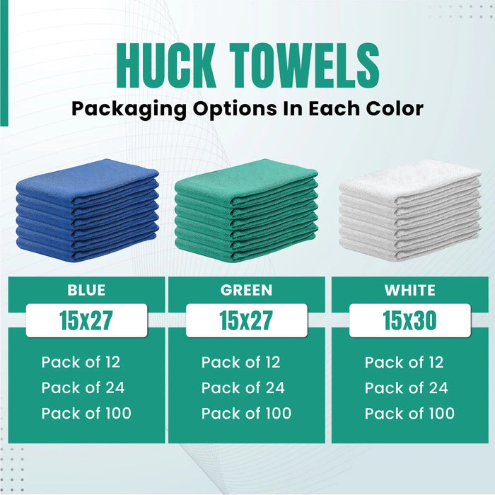 Machine washable green huck cleaning towels durable wiping cloth