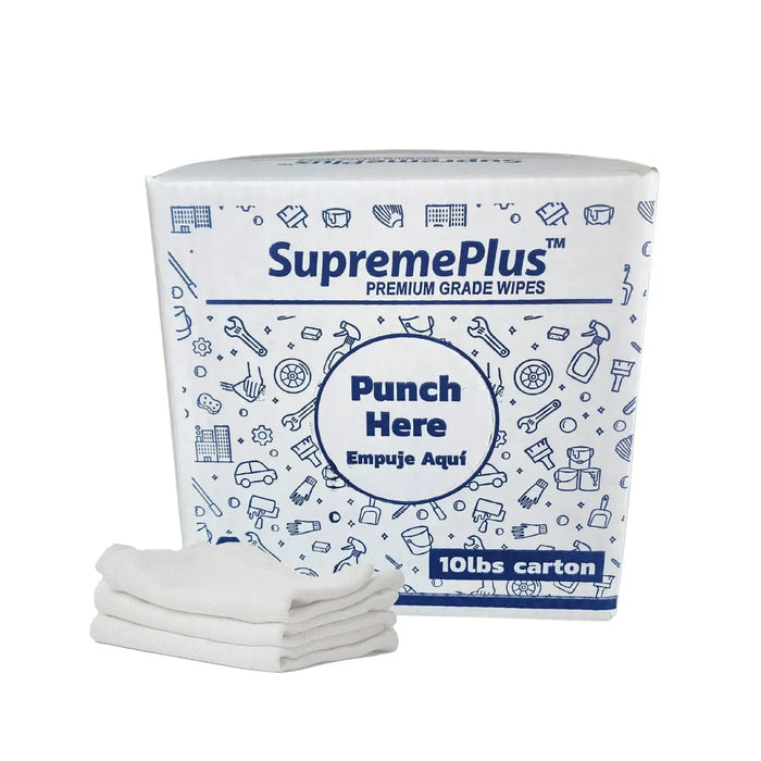 Bulk New White Heavyweight Cotton Rags - 720 lbs. Pallet - 72 x 10 lbs. Boxes - Wiping Hub