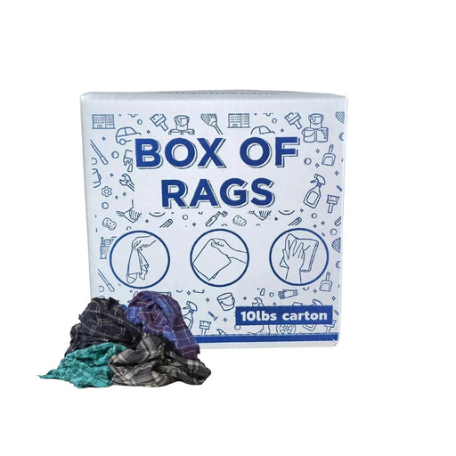 Recycled Color Flannel Cleaning Rags - 10 lbs. Box - Wiping Hub