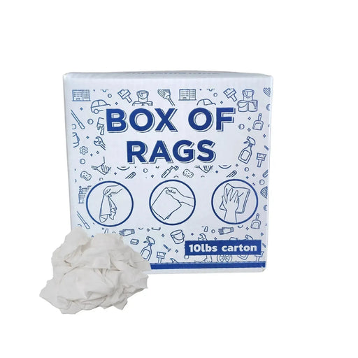 Recycled White Flannel (Polishing) Cleaning Rags - 10 lbs. Box - Wiping Hub