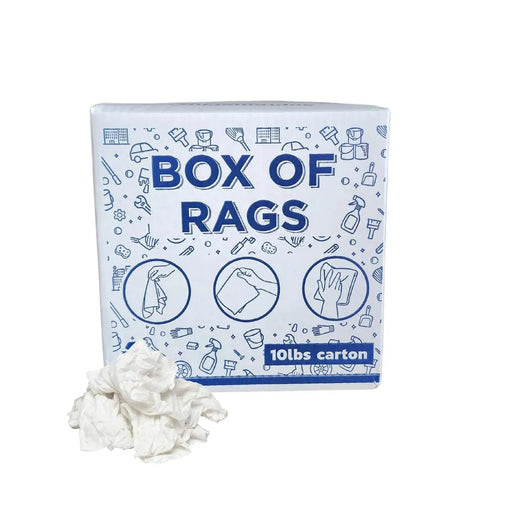 Recycled White Linen Mixed Material Cleaning Rags - 10 lbs. Box - Wiping Hub