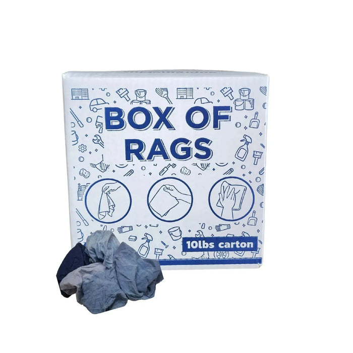 Recycled Denim Cloth Material Cleaning Rags - 10 lbs. Box - Wiping Hub