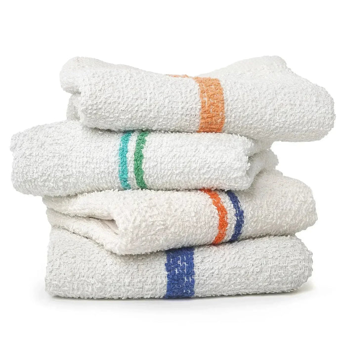 Set of 24 premium Terry Bar Mop Towels by Wiping Hub, showing soft, absorbent terry cloth towels ideal for cleaning and wiping tasks.
