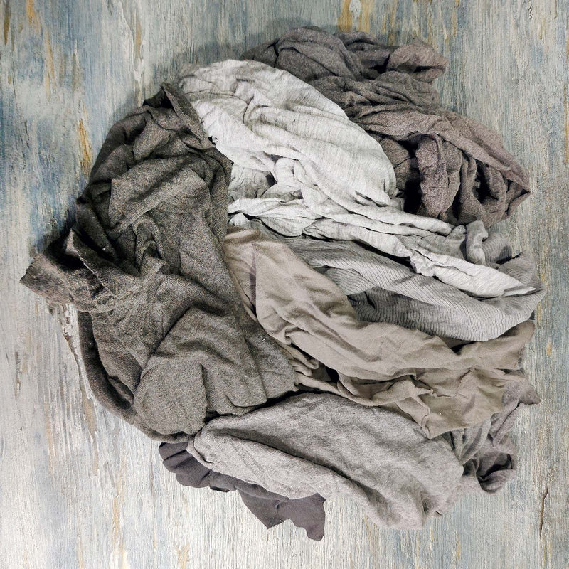 Recycled Gray Knit T-Shirt Cleaning Rags - 600 lbs. Pallet - 12 x 50 lbs. Boxes