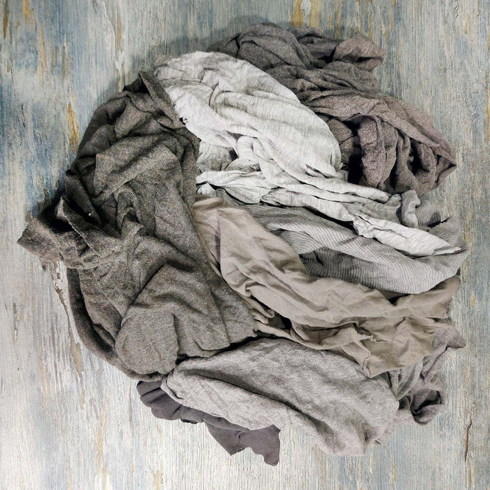 Recycled Gray Knit T-Shirt Cleaning Rags - 50  lbs. Box