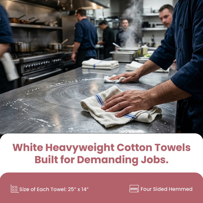 Herringbone White Kitchen Towels - 15" x 26"