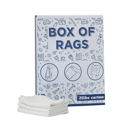 New White Heavyweight Cotton Rags - 25 lbs. Box - Wiping Hub