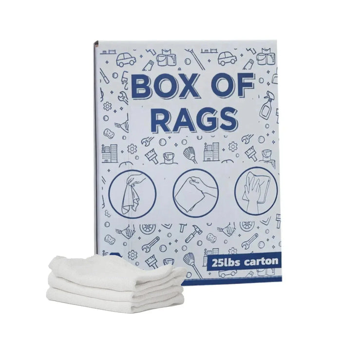 New White Heavyweight Cotton Rags - 25 lbs. Box - Wiping Hub