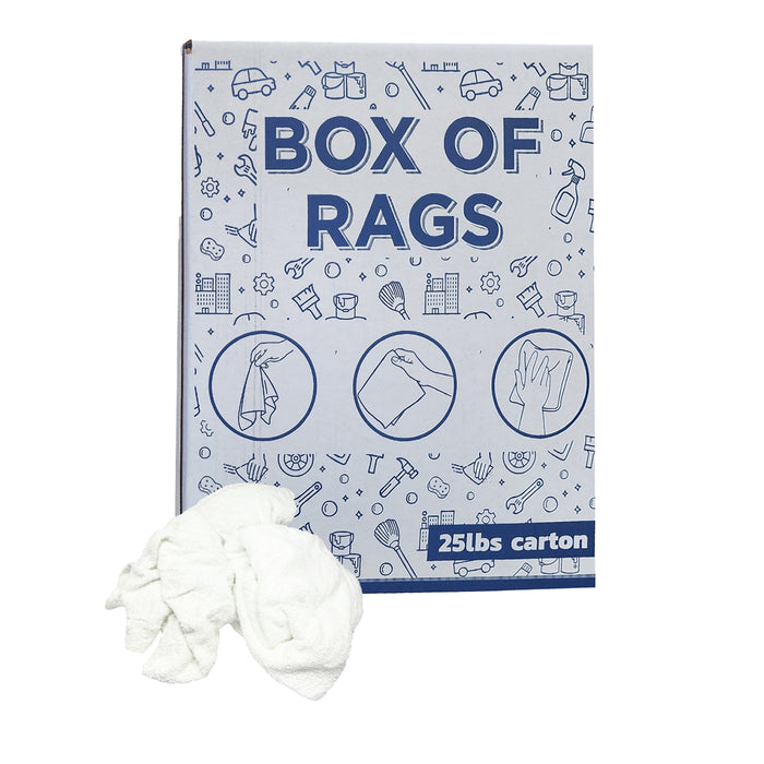Recycled White Terry Cloth Rags 25 lbs. Box