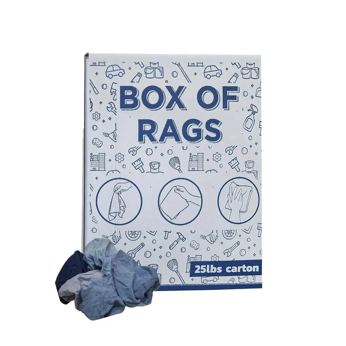Recycled Denim Cloth Material Cleaning Rags - 25 lbs. Box - Wiping Hub