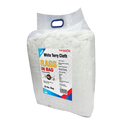 New White Terry Towel Cleaning Rags – 25 lbs. Bag - Wiping Hub